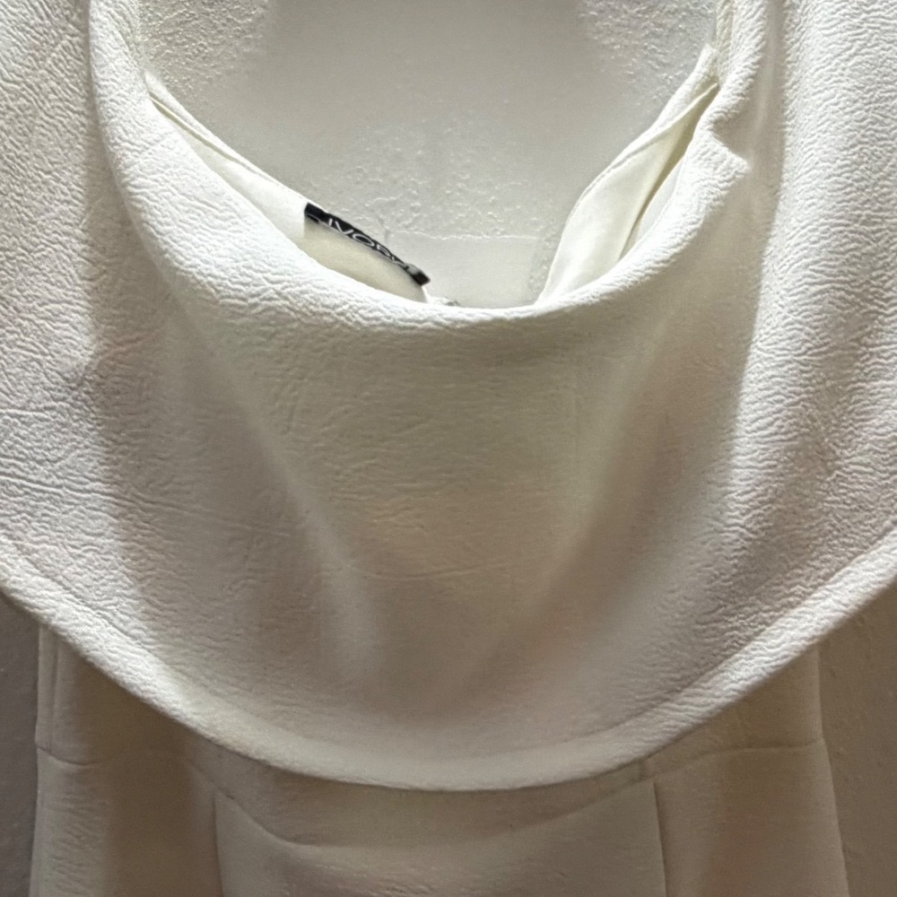 Ivory Womens 10 Off Shoulder Midi Dress White Ruffle Hem Cocktail Wedding Guest - Picture 11 of 12
